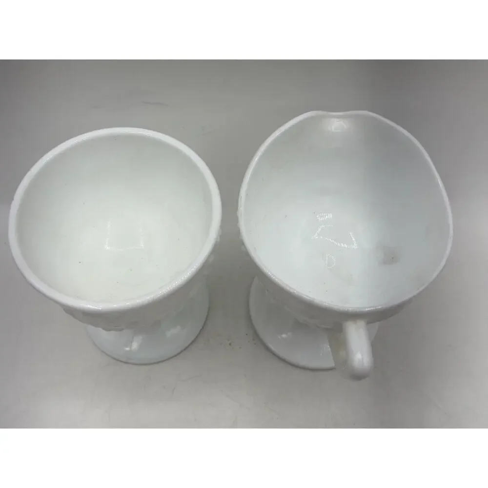 Vintage‎ Indiana Colony Harvest Grape Pattern Milk Glass Creamer and Sugar Bowl